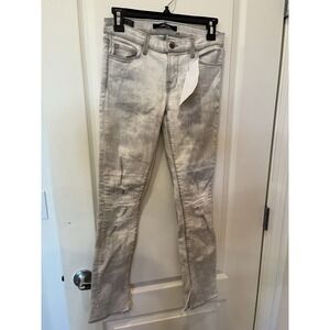 J Brand Fame Distressed Marbled Jeans Womens Size 25 Gray White Stretchy